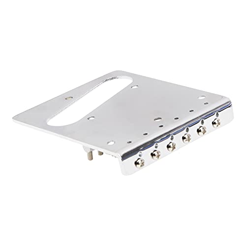 1Pcs Yootones Guitar 6 Saddle Bridge Top Loader Bridge Compatible With Fender Tele Telecaster Electric Guitar Replacement Parts (Silver) #TOP1