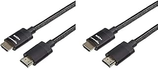 Amazon Basics Premium-Certified Braided HDMI Cable  Supports Ethernet, 3D, 4K HDR and ARC (4K@60Hz, 18Gbps) - 1.8 m
