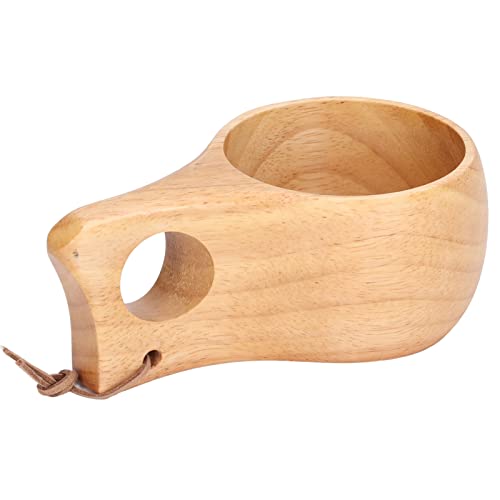 Taza de campamento de madera de 200 ml, taza de madera con hebilla colgante, taza de café con leche portátil, taza para… - Imagen 4
