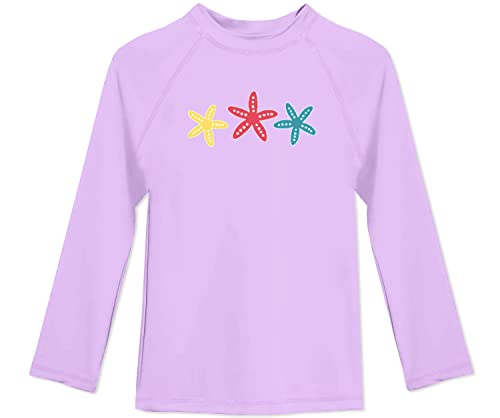 Besserbay Little Girls Upf 50+ Beach Rash Guard Shirt Long Sleeve Purple Starfish Uv Swimming Shirt 5-6 Years #TOP5