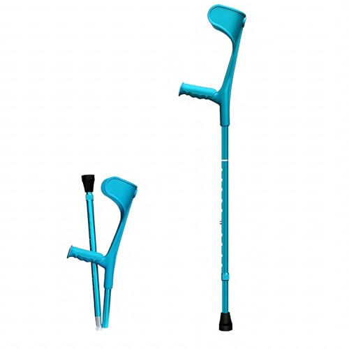 Folding Forearm Crutches for Adults, Adjustable Lightweight Aluminum Arm Crutches for Travel with Ergonomic Grip (x1 Unit) (Color : Blue)
