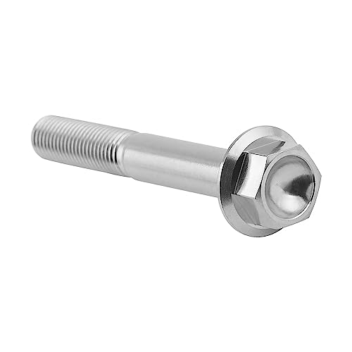 Image of Ti Screws M10 x 20 25 30 35 40 45 50 55 60 65 70 75 80 90 100mm 1.25 Pitch Titanium Flange Hex Bolt Pack of 4 (Silver, M10x70mm)