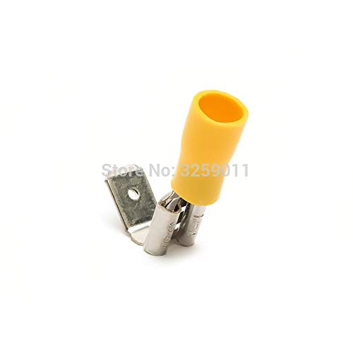 Gimax 500pcs 12-10 AWG Gauge Semi Insulated PiggyBack Spade Electrical Quick Splice Crimp Terminals Connectors Yellow