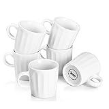 Sweese 410.001 Porcelain Fluted Espresso Cups - 3.5 Ounce - Set of 6, White