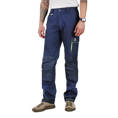 Ellobird Men's Cargo Construction Flex Work Pant for Men Double Knee Reinforcement Stretch Elastic Waistband Tactical Pants