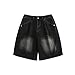 Baggy Denim Shorts Men Relaxed Fit Classic Vintage Everyday Short Jeans High Waisted Fashion Shorts with Pockets Black Medium