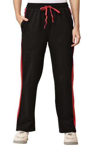 Image of Women's Loose Fit Track Pants - Polycotton Joggers with Elastic Waistband & Side Pockets | Lower Comfortable for Gym, Running & Casual Wear