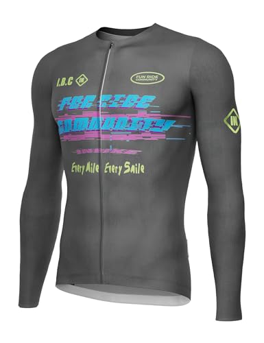 INBIKE Maillot Ciclismo Bicicleta de Carretera Maillot Bicicleta de Montaña Manga Larga con 3 Bolsillos Hombres MTB Jesery Elástico Transpirable UV-Protect Secado Rápido Gris Oscuro,L
