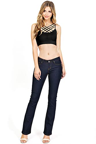 Wax Women's Juniors Mid Waist Boot Cut Straight Jeans2
