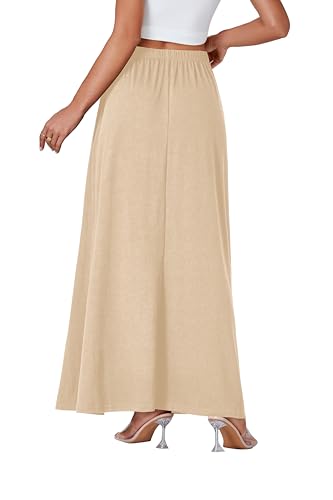 Jupe longue beige de qualité supérieure avec ourlet fluide XL