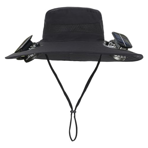 Sombrero de Pesca para Hombre con Ventiladores Solares - Ala Ancha al Aire Libre con Capa de Lluvia