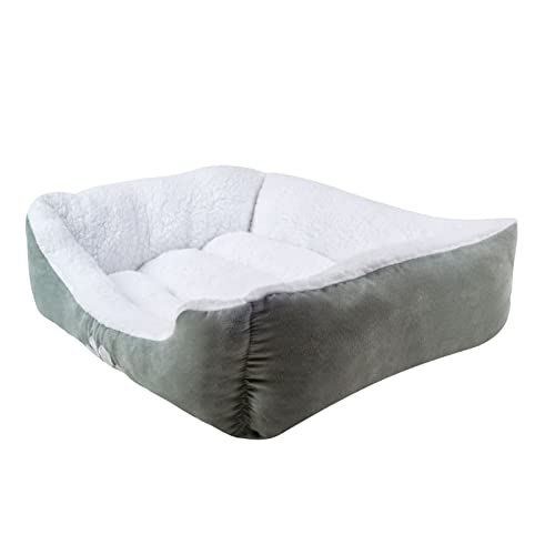 long rich Rectangle Pets Bed with Dog Paw Embroidery, 25 X21, Teal Color, by Happycare Textiles (HCT REC-006) - Image 4