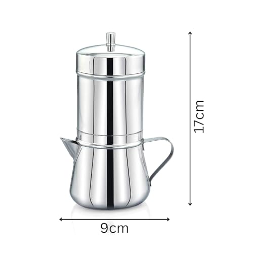 Image of Stainless Steel Premium South Indian Filter Coffee Maker 250ml with Handle | 304 Grade SS Traditional Drip Coffee Brewer | Authentic Madras Kaapi Coffee Decoction Pot | Mocha Coffee Maker
