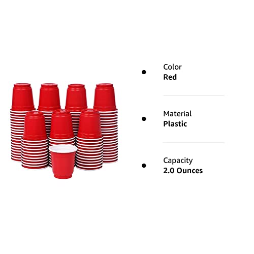 Zcaukya Mini Disposable Shot Cups, 2Oz 120 Count Red Plastic Cups, Small Disposable 2Oz Party Cups, Red #TOP6