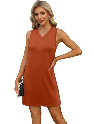 Image of BKRIVE V-Neck Summer Casual Beach Dresses for Women 2026 Vacation Women's Sleeveless Sundress with Split