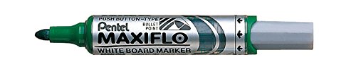 Pentel Maxi Marker, trocken abwischbar, für Whiteboards, Rundspitze, Flüssigtinte, Basis, Alkohol, Grün, 12 Stück