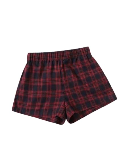 Women Checkered Plaid Lounge Shorts | Casual High Waist Elastic Waist Summer Shorts for Women & Girls | Soft Comfortable Shorts-picture-53