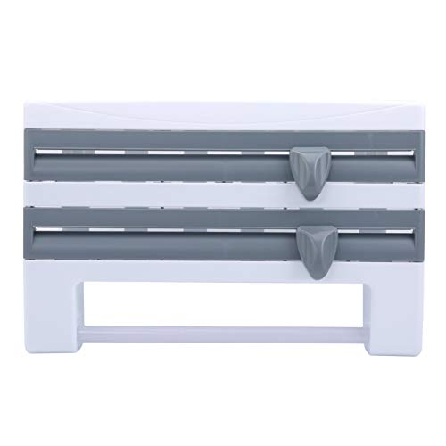 GUYAQ Rollenspender Filmlagerregal Papierhandtuchhalter Küchenspender Aluminiumfolienschneider Papier Papierhalter Frischhaltefolienlagerhalter,grau Blau Cover