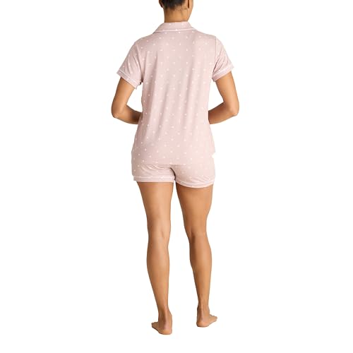 Ensemble de pyjama premium Tahari col cranté et short imprimé Cloud Pin Dot L - 4