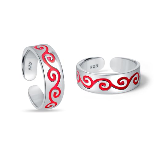 raajraani Pure 925 Sterling Silver Toe Ring for Women | Lalima Toe Ring | Silver Finish, Enamel | Gift for Her (4 gms)-picture-35