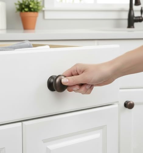 Image of trust4care 2-Pack Wide Base ORB 1.5 inch Bifold Closet Door Cabinet Knobs Pulls | Large Wide Base Zinc Round Kitchen Cabinet Wardrobe Dresser Dummy Doorknobs, Furniture Laundry Sideboard Buffet Drawer Handle