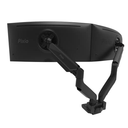 Image of Pixio PS2D Ultrawide Heavy-Duty Premium Dual Monitor Arm Stand Desk Mount - Fits up to 35 inches Two Monitors, Weights up to 33 lbs Each, Height Adjustable, Compatible with VESA 75x75mm 100x100mm