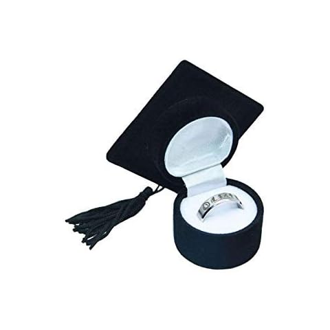 Kaever Doctor Hat Shaped Ring Box Graduation Gift Creative Organizer Jewelry Box Storage Case Ring Holder for Graduation Ceremony Christmas Party Decoration (Black) Cover