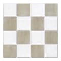 Commomy 10 Pcs Matte 3D Peel and Stick Tile 11.8"x11.8" Ultralight PVC Square Peel and Stick Backsplash for Kitchen Stick on Tiles for Bathroom,Living Room,FireplaceWall Decor,Beige and White