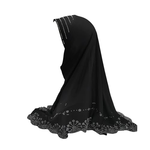 Women's Shiny Rhinestone Muslim Instant Hijab Scarf Fashion One Piece Amira Islamic Headscarf Shawl Wraps