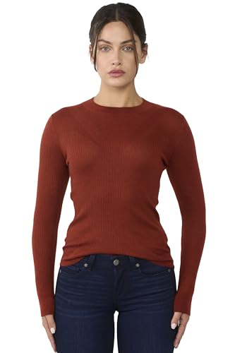 Image of JENNIE LIU Tissue Weight Cashmere Silk Rib-Knit Crewneck Sweater