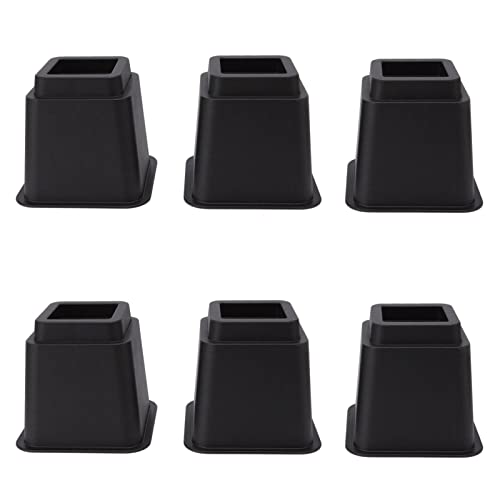 Gsycle 6PCS Plastic Bed Risers, 5in Quadrate Trapezoidal Furniture Risers Blocks Bed Leg Elevator for Couch Desk Chair Sofa Table