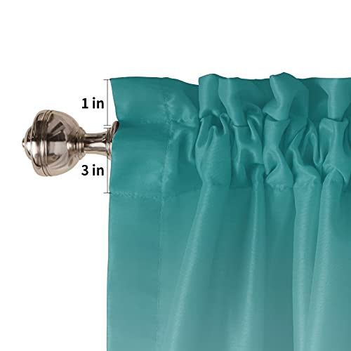 Valance Curtains For Living Room Gradient Teal Red Window Valances For Kitchen Dining Ombre Turquoise Window Treatment Rod Pocket Drape Valance Set Of 1,54X18 Inches Long #TOP4