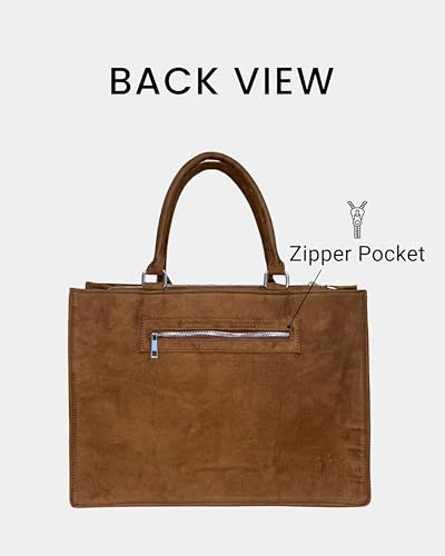 Image of Customized Wildflower Canvas Tote Bag, Custom Name Large Laptop Handbag (Fits 15 inch), Eco-Friendly Vintage Floral Print Shoulder Bag with Vegan Suede - 16 inch inch Aesthetic Office & Travel bag