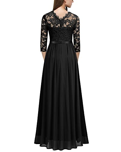 Miusol Women's Elegant Floral Lace 3/4 Sleeve Bridesmaid Formal Maxi Dress2