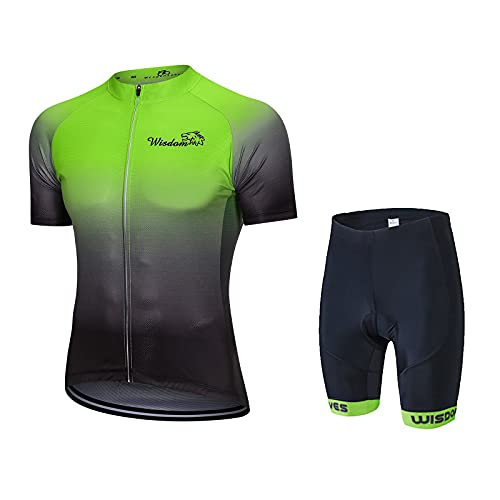 Men's Cycling Jersey Set Short Sleeve Road Bicycle Clothing Shirts Shorts with 3D Padded Breathable/Moisture Wicking Green
