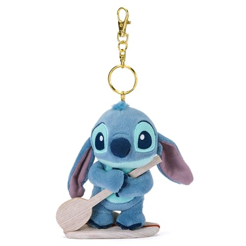 Disney Store Official, Stitch, llavero peluche surfero, 14 cm/5,5'', juguete en gancho extraíble, apto para mayores de un año
