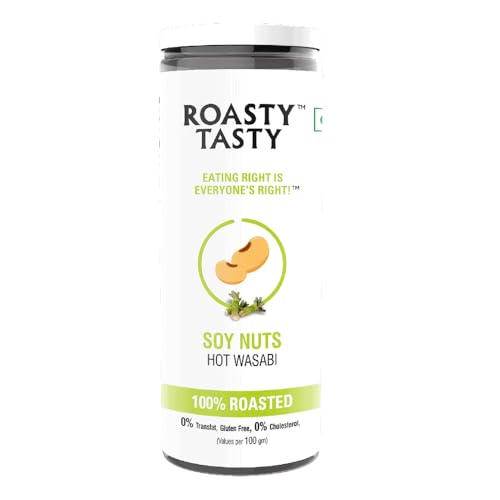 Image of Fiery Wasabi Fusion | Protein-Rich, Roasted Flavoured Soy Nuts | Ready-to-Eat | Zero Cholesterol, Gluten-Free | Healthy and Tasty Roasted Nutrient-Packed Namkeen Snacks (150g)