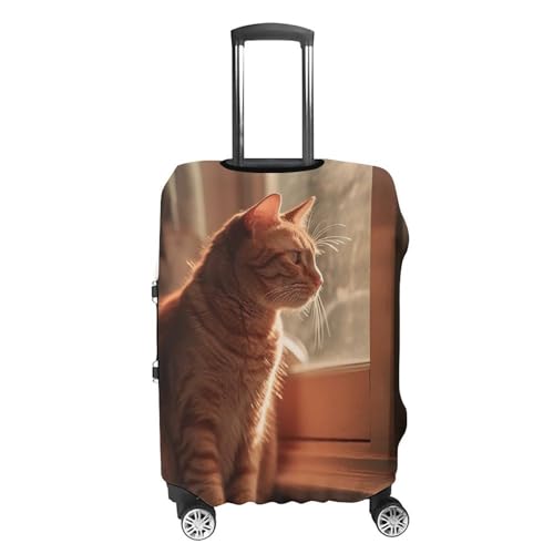 Travel Luggage Cover Elastic Suitcase Protector Anti-Scratch Washable Cat Sitting on Windowsill Luggage Sleeve Tsa Approved Carry on Covers Baggage Cover Fits 18-32 Inch Luggages4