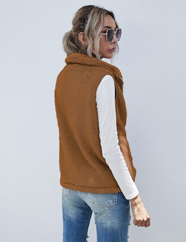 Raphin Mantel Damen Herbst Fleece Warm Mode Lässig Fleecepulli Damen Hohe Qualität Superweich Damen Fleecejacke(Braun,L)
