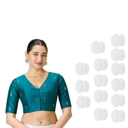 Image of Studio Shringaar Women's Handloom Cotton Silk Readymade Saree Blouse with Underarm Sweat Pads (Pack of 14 Pads)