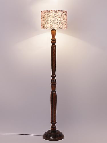 Image of Devansh Multicolor Cotton Wooden Floor Lamp -15