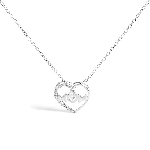 Haus of Brilliance .925 Sterling Silver Diamond Accent MOM Heart Pendant Necklace (J-K Color, I2-I3 Clarity) - 18" Inches