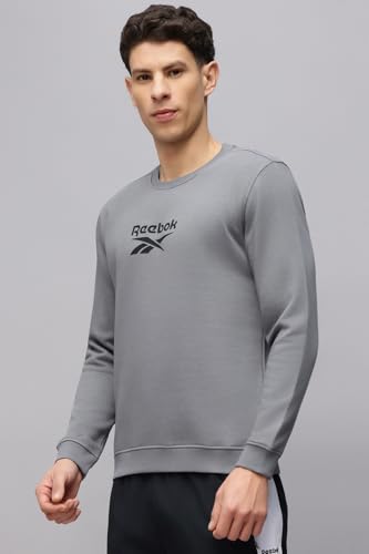 Image of Reebok Men's Classic Crew Sweatshirt - Cozy Fleece Pullover, No Hoodie Design
