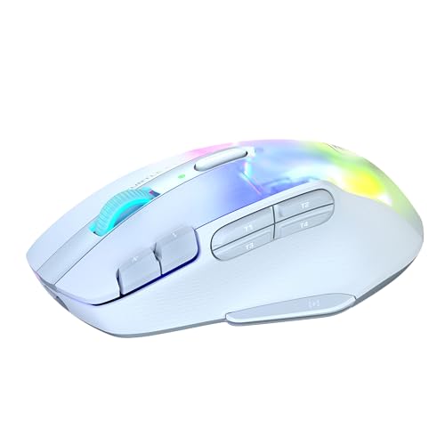 Kone XP Air - Mouse da gioco wireless RGB ergonomico personalizzabile, sensore ottico a 19K DPI, 100 ore di batteria e base di ricarica - Bianco - Mouse gaming - Immagine 12