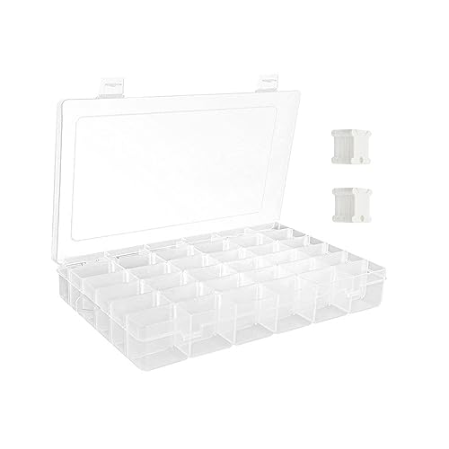 Image of 36 Grids Embroidery Floss Box Plastic Embroidery Threads Storage Box Cross Stitch Threads Organizer Case Jewelry Craft Container with 100 Pcs Floss Bobbins
