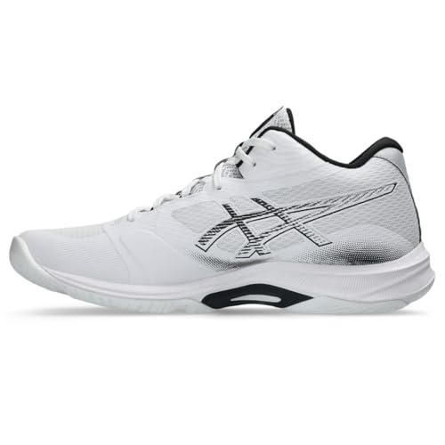ASICS ASICS Men's Netburner Ballistic FlyteFoam 4 Mid Top Volleyball Shoes, 10.5, White/Black