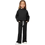 Girls 2 Piece Outfits Sweatsuit Oversized Fleece Hoodie Sweatshirts and Sweatpants with Pockets Kids Cute Y2k Athletic Jogger Sets Fall Winter Fashion Clothing Sets Tween Girls Winter Warm Tracksuits