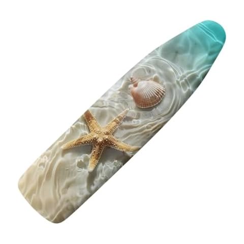 Vanideaoty Beach Starfish Iron Board Cover for Standard Boards Easy Fit Ironing Board Cover with Hook and Loop Shell Print Iron Table Cover Wear Resistance Cover Cover