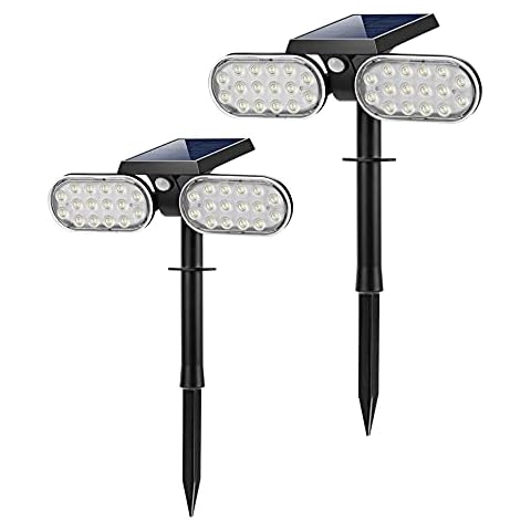 Solar Spot Lights Outdoor,32 LEDs Landscape Spotlights,Solar Powered Pendant Wall Lights with 2 Modes 2 Adjustable Headlights,Solar Garden Folding Lights for Yard Porch 2 Pack Cover