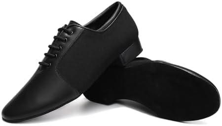 Salsa Dansschoenen voor heren, balruimte, leer, afgeronde teen, 3 cm/4,5 cm, veters, Latijns, Salsa, dansen, zwart, binnenhak 4,5 cm, 44 EU